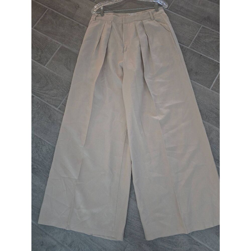 Women's Sndys Revolve Hills Pant Wide Leg Pleated Trouser Pants‎ Khaki Cream